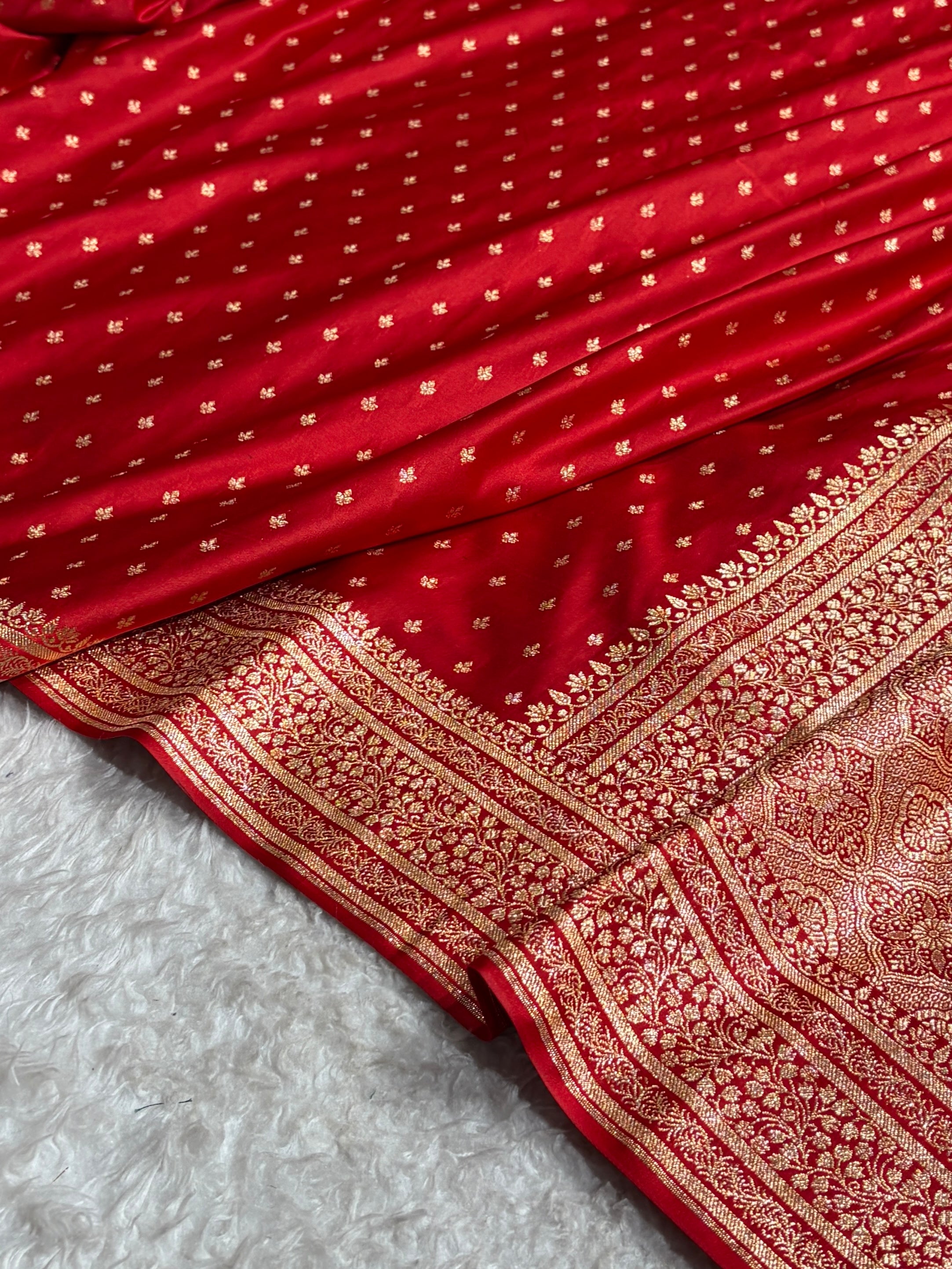 Banarasi Satin Katan Saree in Dark Red Shades SK88