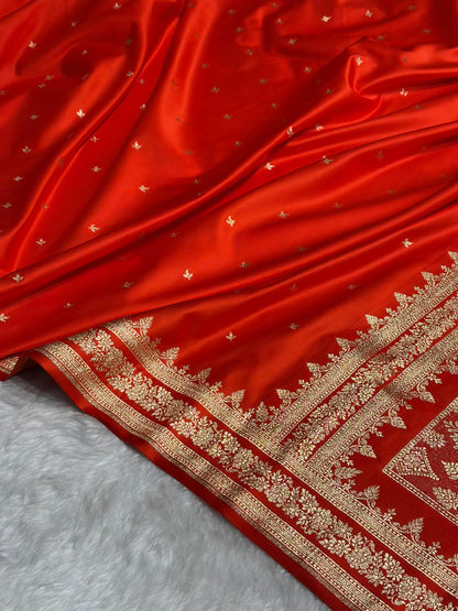 Orange Shades Banarasi Booti Katan Silk Saree SKM17