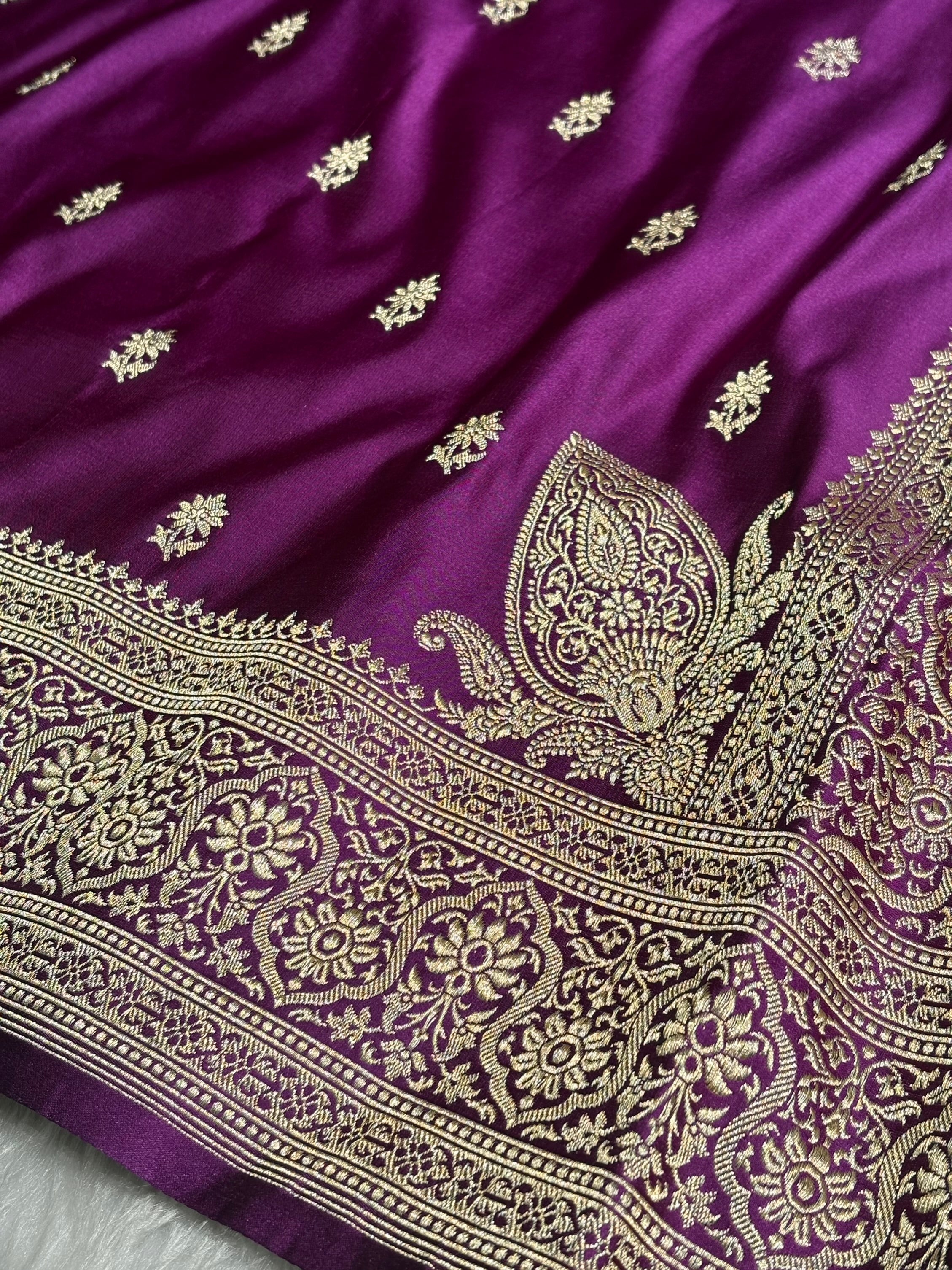 Magenta Floral Booti Katan Silk Saree SK62