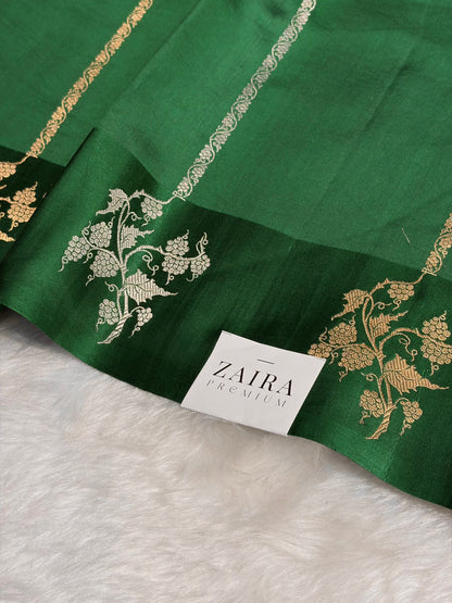 Bottle Green Shades Boota Handwoven Pure Raw Mango Silk RM-11