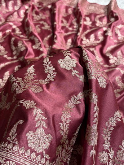 Mauve Shades Banarasi With Floral Jaal Pattern Mashru Silk Saree MSM-132