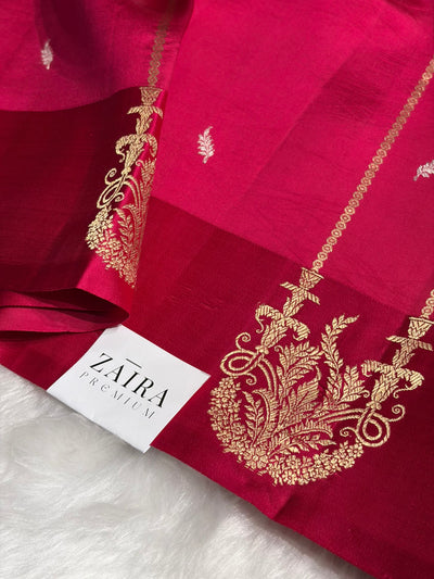 Dark Pink Shades Rangkart Handwoven Pure Katan Paper Silk RM-44