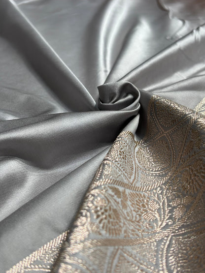 Gray Shades Booti Mashru Silk Saree MS68