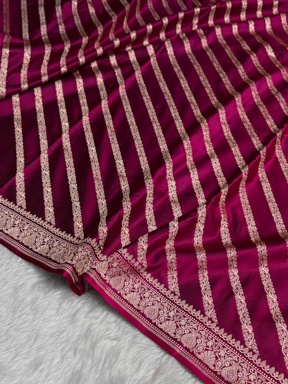 Wine With Floral Border Mashru Silk Saree MSM-98