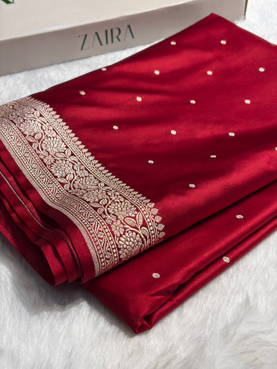Maroon Shades Banarasi Booti Mashru Silk Saree MCS65
