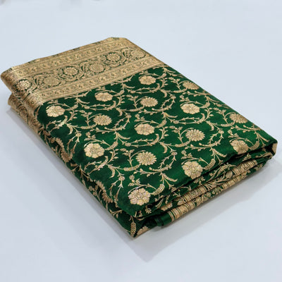 Bottle Green Satin Silk Saree