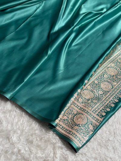 Dusty Mauve - Turquoise Banarasi Boota Katan Silk Saree SKM29