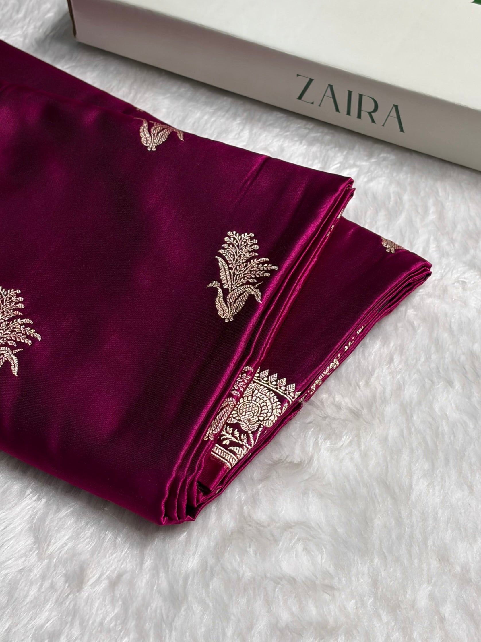 Wine Boota With Floral Border Mashru Silk Saree MSM-89