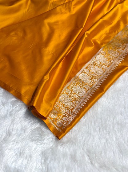 Mustard Boota With Floral Border Mashru Silk Saree MSM-89