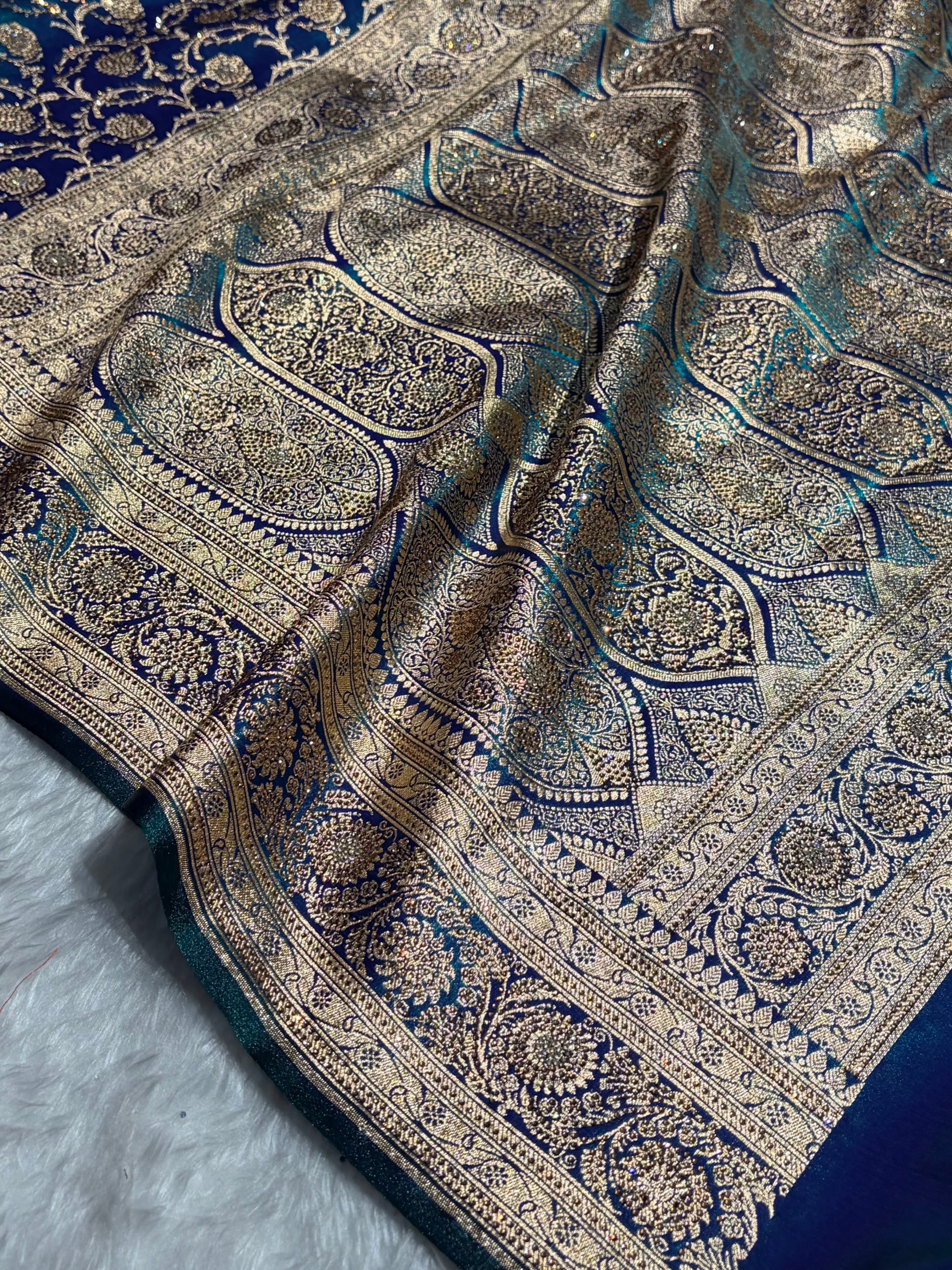 Banarasi Bridal Peacock Jaal with Swarovski Stone BSS13 (E)