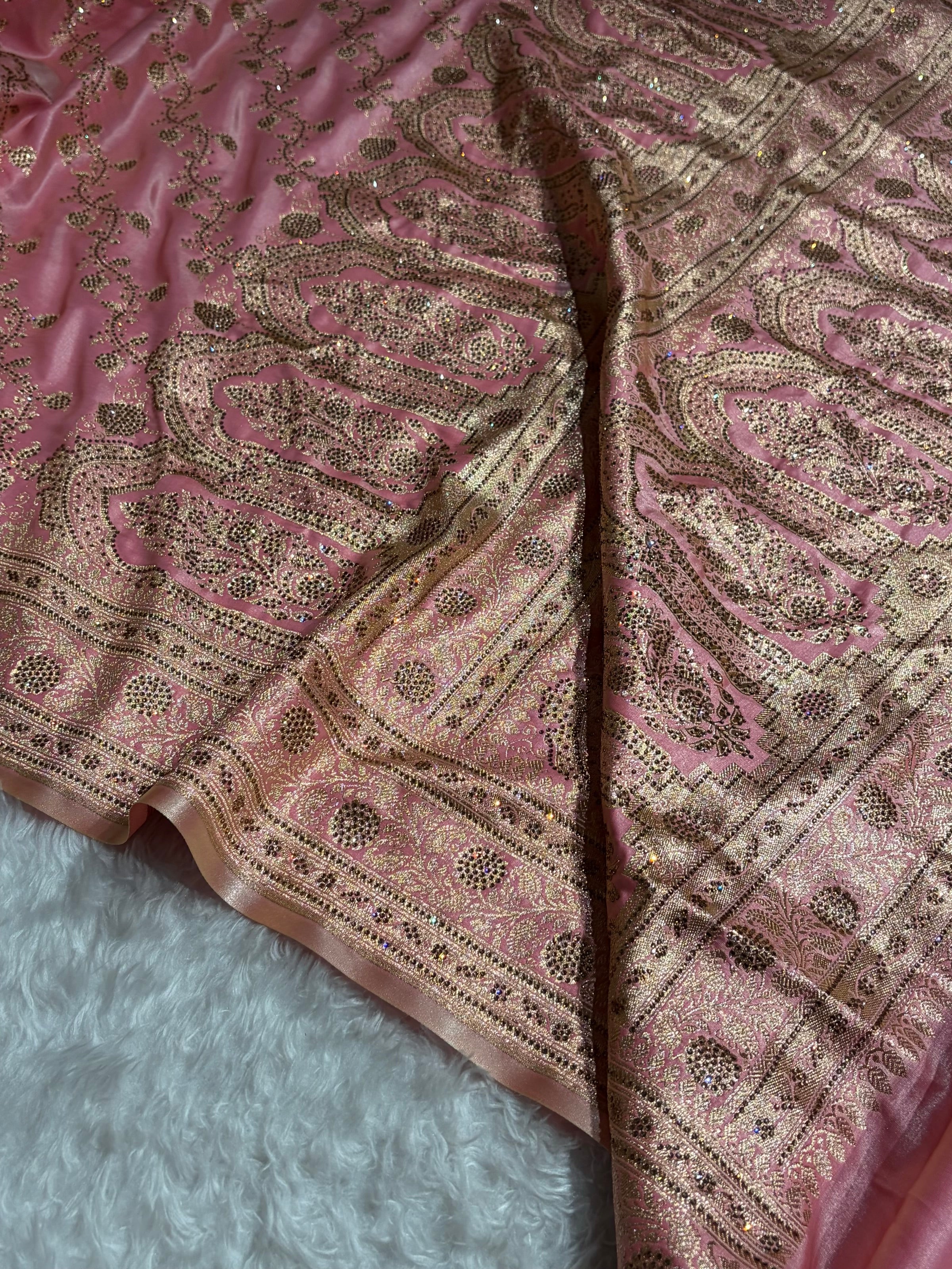 Bridal Baby Pink Cross Satin Silk with Ari and Stone work BSS11