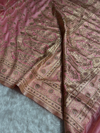 Bridal Baby Pink Cross Satin Silk with Ari and Stone work BSS11