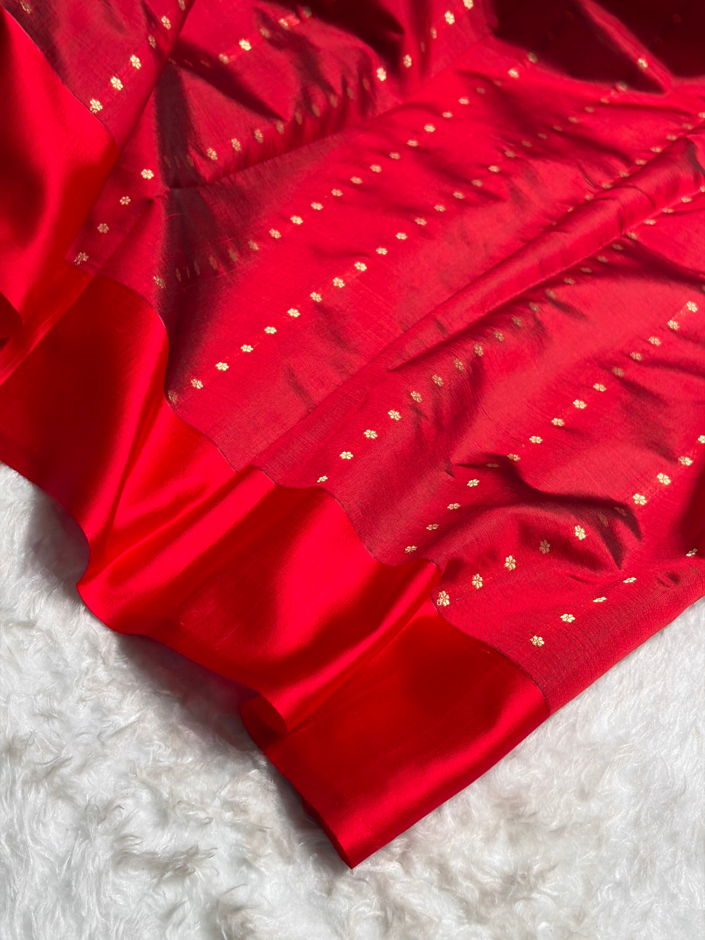 Contrast Pure Banarasi Organza Wine With Red Floral Banarasi Silk Saree PO-10