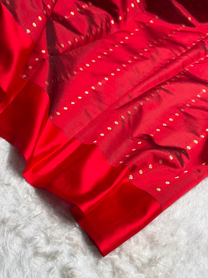 Contrast Pure Banarasi Organza Wine With Red Floral Banarasi Silk Saree PO-10