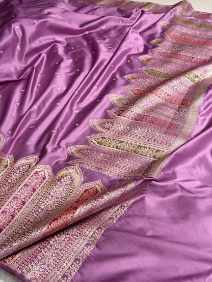 Skirt Border Lavender Minakari Mashru Silk Saree MS13