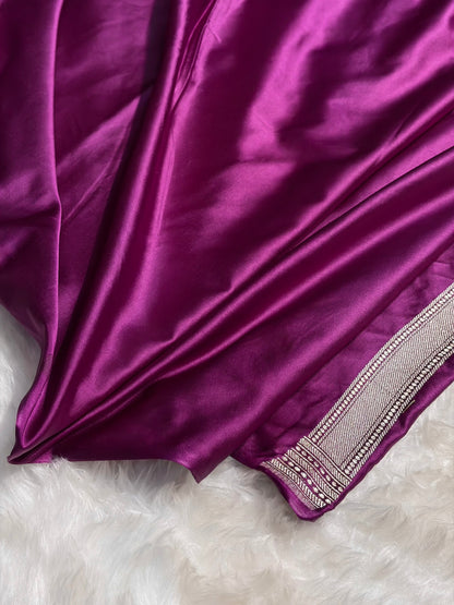 Purple Shades Scallop Mashru Silk Saree MS20