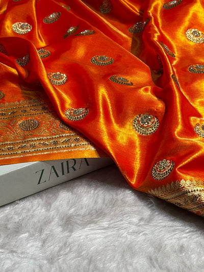 Fire Gold Chand Tara Boota With Traditional Banarasi Swarovski Work BSS04 (R)