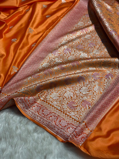 Orange Shades Minakari Boota Mashru Silk Saree MS51