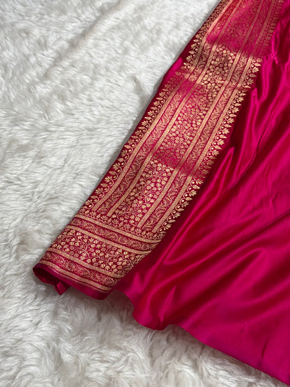 Banarasi Satin Katan Saree in Rani Shades SK88