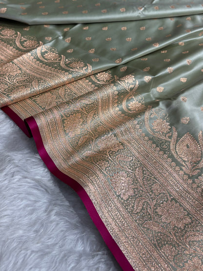 Katan Silk Saree In Pista Shades SK08