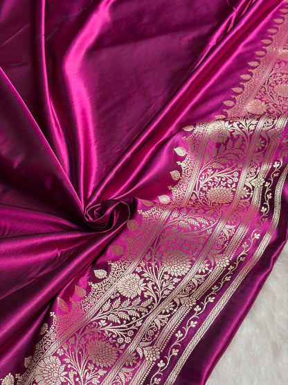 Wine Cross & Booti Banarasi Katan Silk Saree SK24
