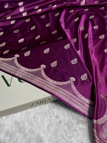 Purple Shades Scallop Mashru Silk Saree MS20