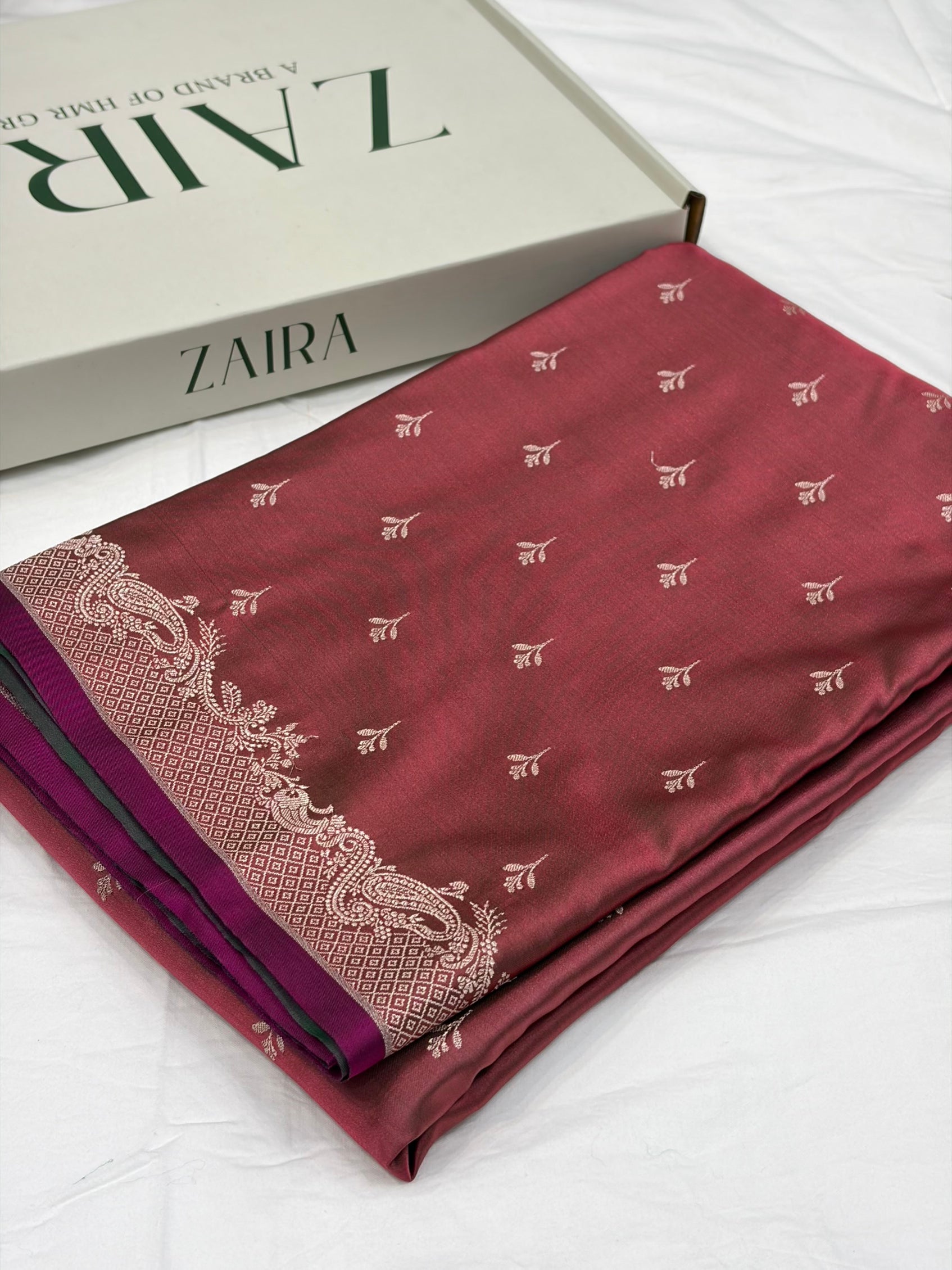 Rusty Mauve Shade With Booti Pattern Mashru Silk Saree
