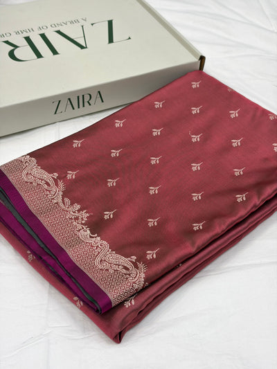 Rusty Mauve Shade With Booti Pattern Mashru Silk Saree