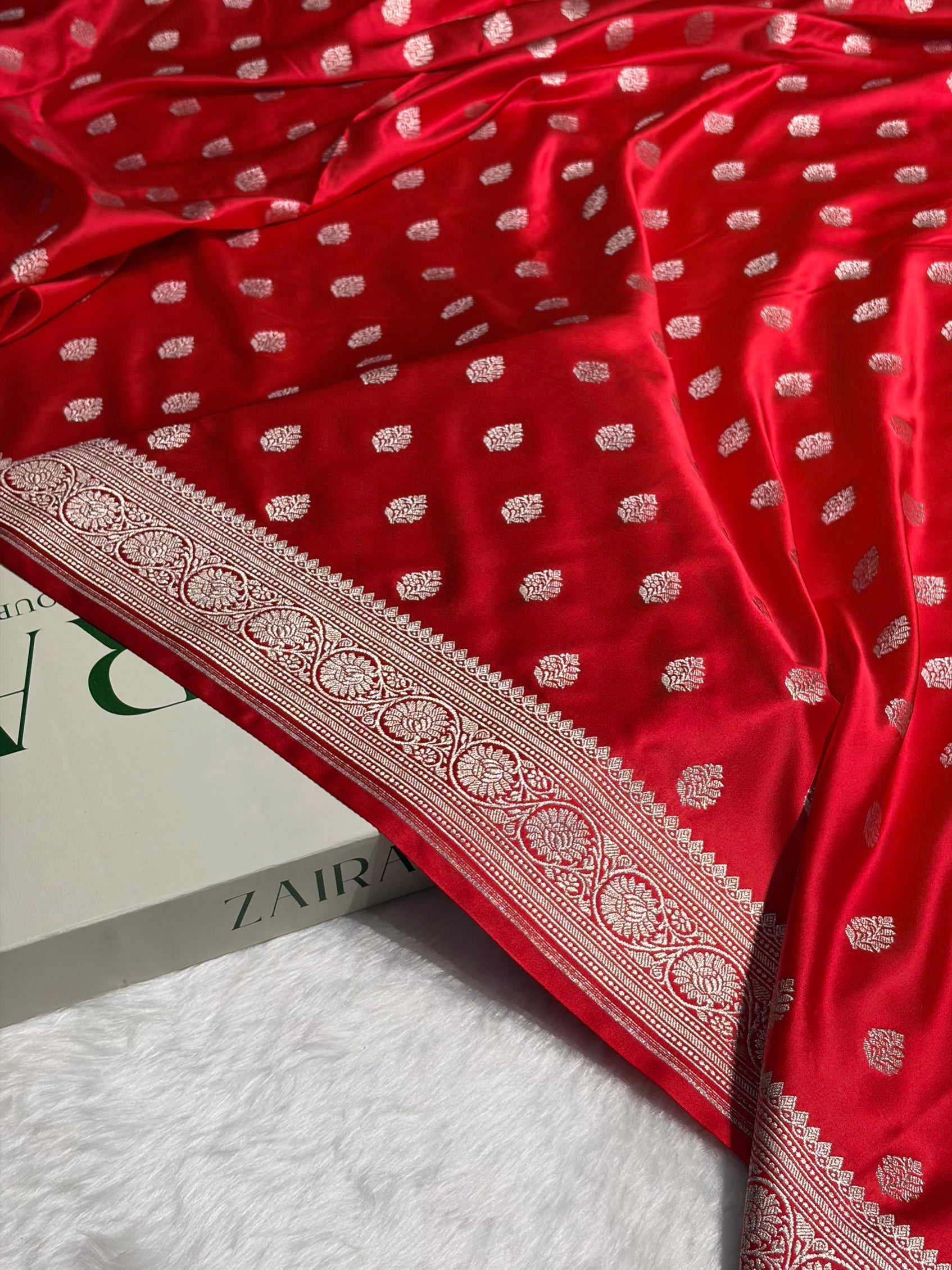 Red Shade Boota Mashru Silk Saree MS17