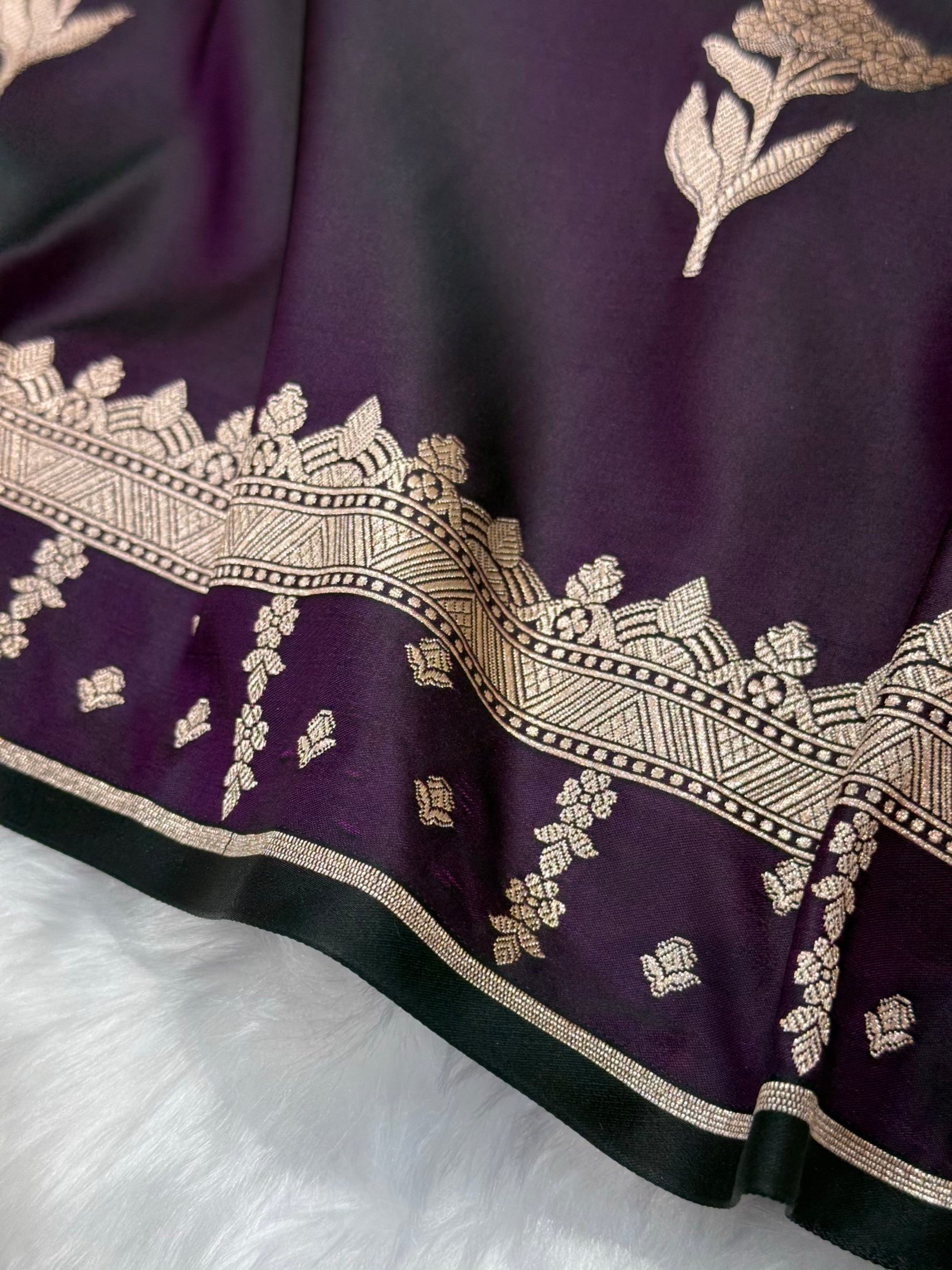 Wine Floral Booti Motif Mashru Silk Saree MSM 08