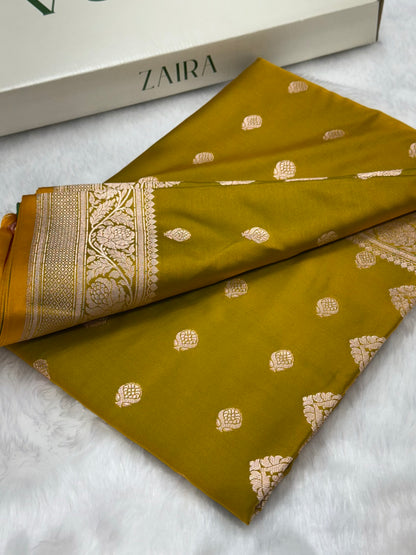 Mehendi Green  Floral Boota Mashru Silk Saree MSM 77