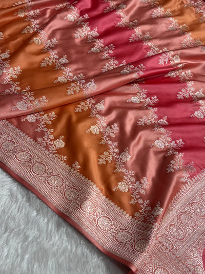 Peach Rangkat Banarasi Cross Mashru Silk Saree MSRK01
