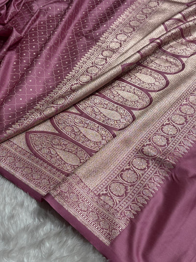 Deep Blush Pink Shades Tanchoi Motif Mashru Silk Saree MST-13
