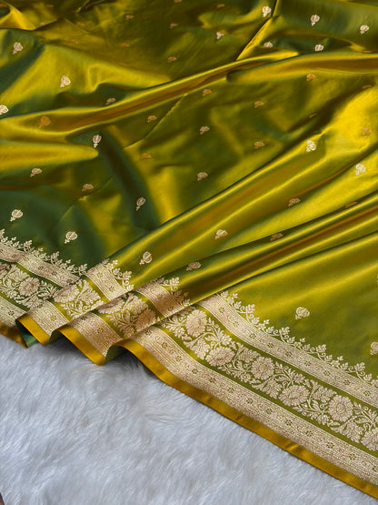 Liril Green Booti Pattern Satin Katan Silk Saree SK66