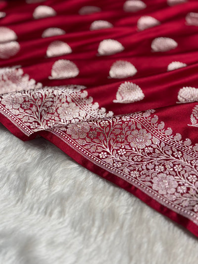 Maroon Tree Boota Motif Mashru Silk Saree MCS19