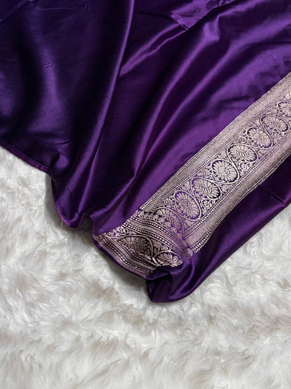 Purple Minakari Banarasi Cross Mashru Silk Saree MS01
