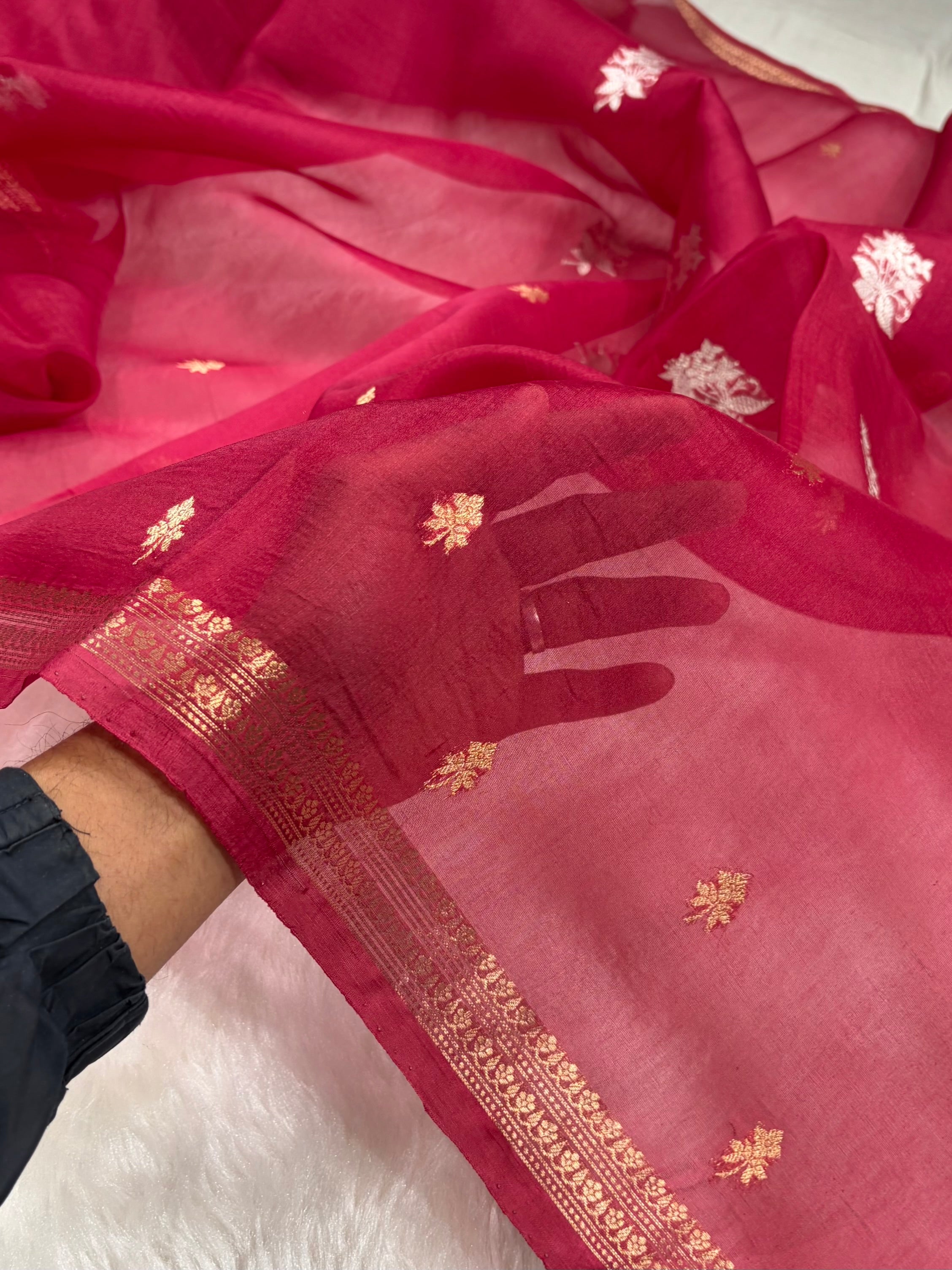 Banarasi Pure Organza Rani Shades Banarasi Silk Saree PO-34