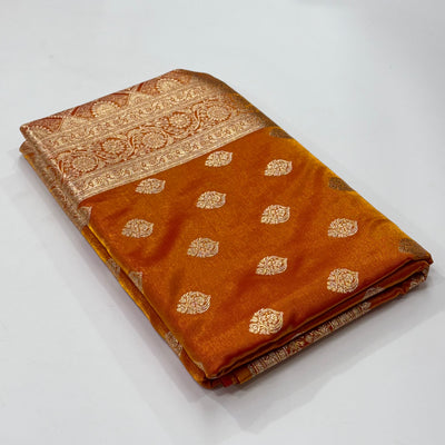 Ultra Light Weight Satin Silk Boota in Fire Gold Shades SS03