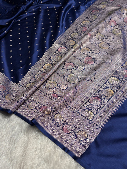 Royal Blue Shade Minakari Booti Mashru Silk Saree MS38