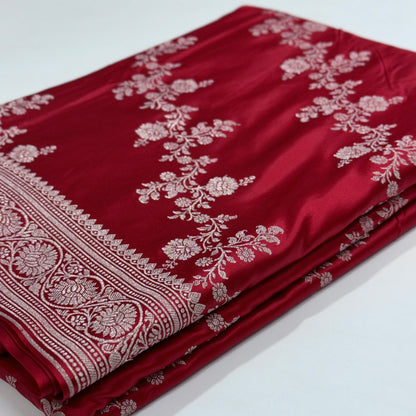 Red Mashru Silk Jaal