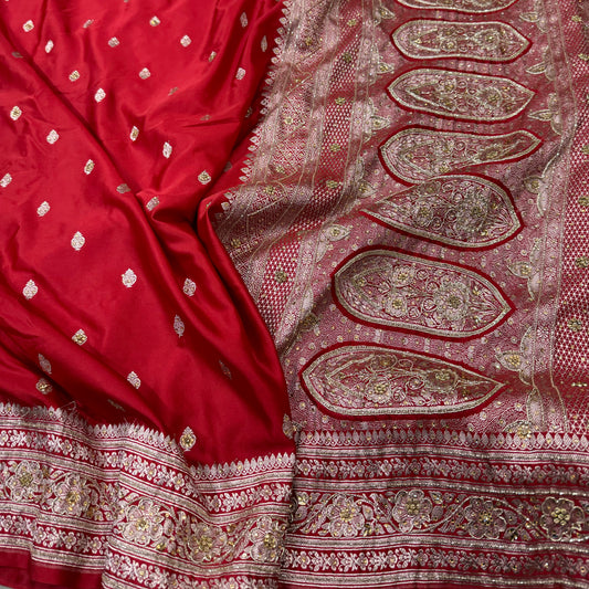 Red Mashru Silk with Ari and Zardozy work