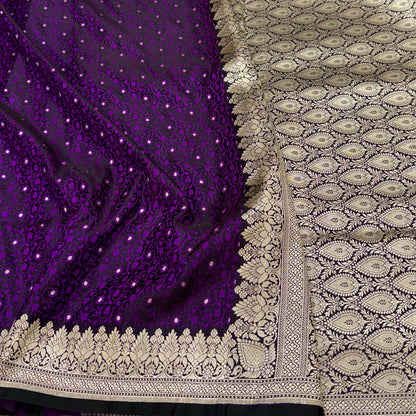 Tanchoi Mashru Silk Saree In purple Shades