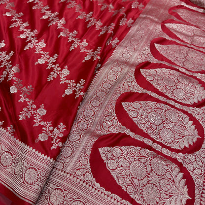 Red Mashru Silk Jaal