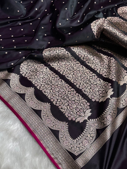 Dark Purple Shades Scallop Motif Booti Mashru Silk Saree MSM-56