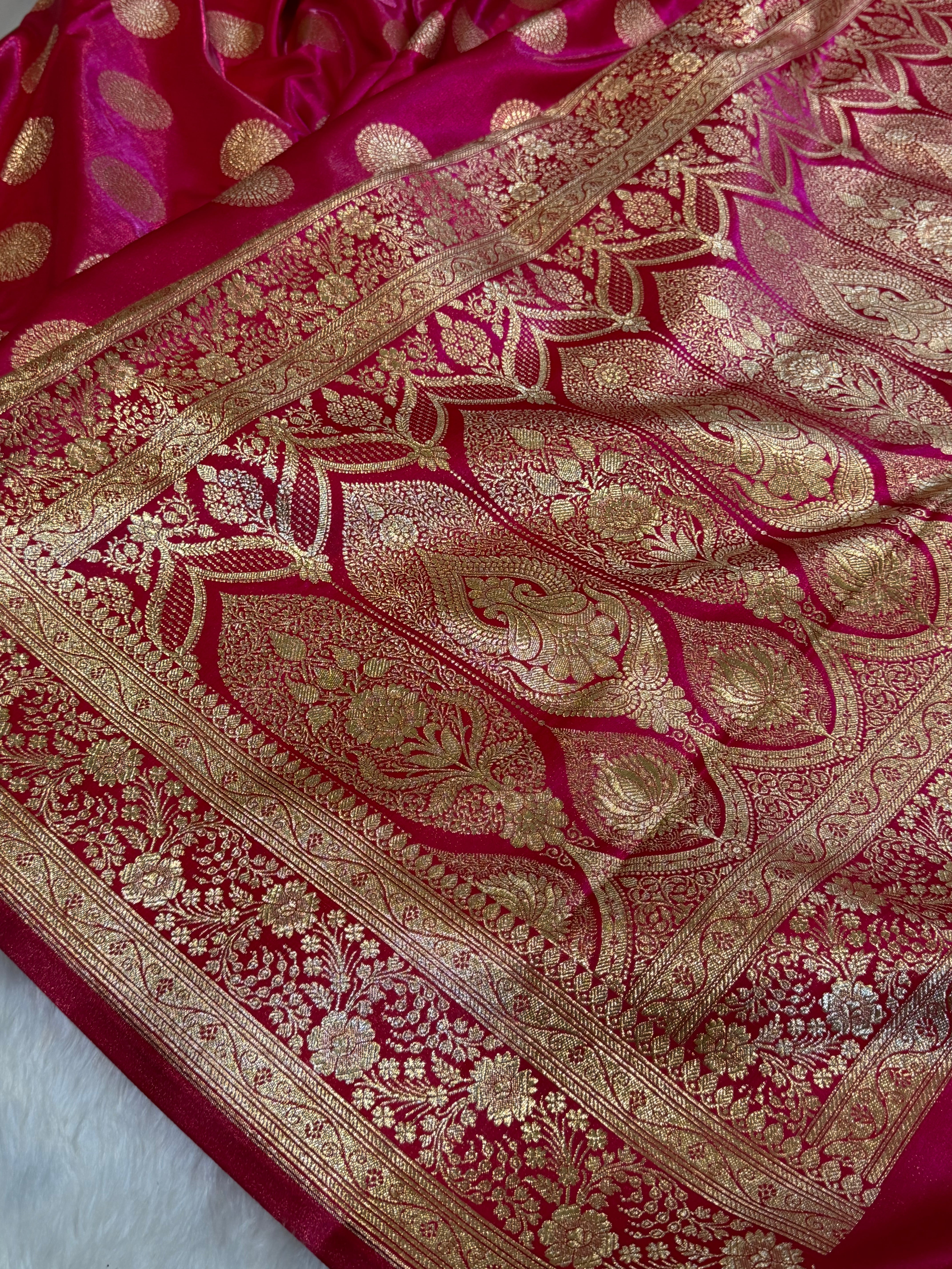 Rani Pink Shades Banarasi Satin Silk Saree SS33