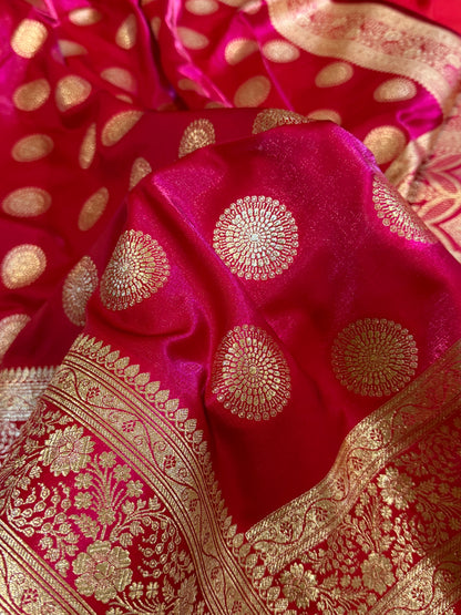 Rani Pink Shades Banarasi Satin Silk Saree SS33