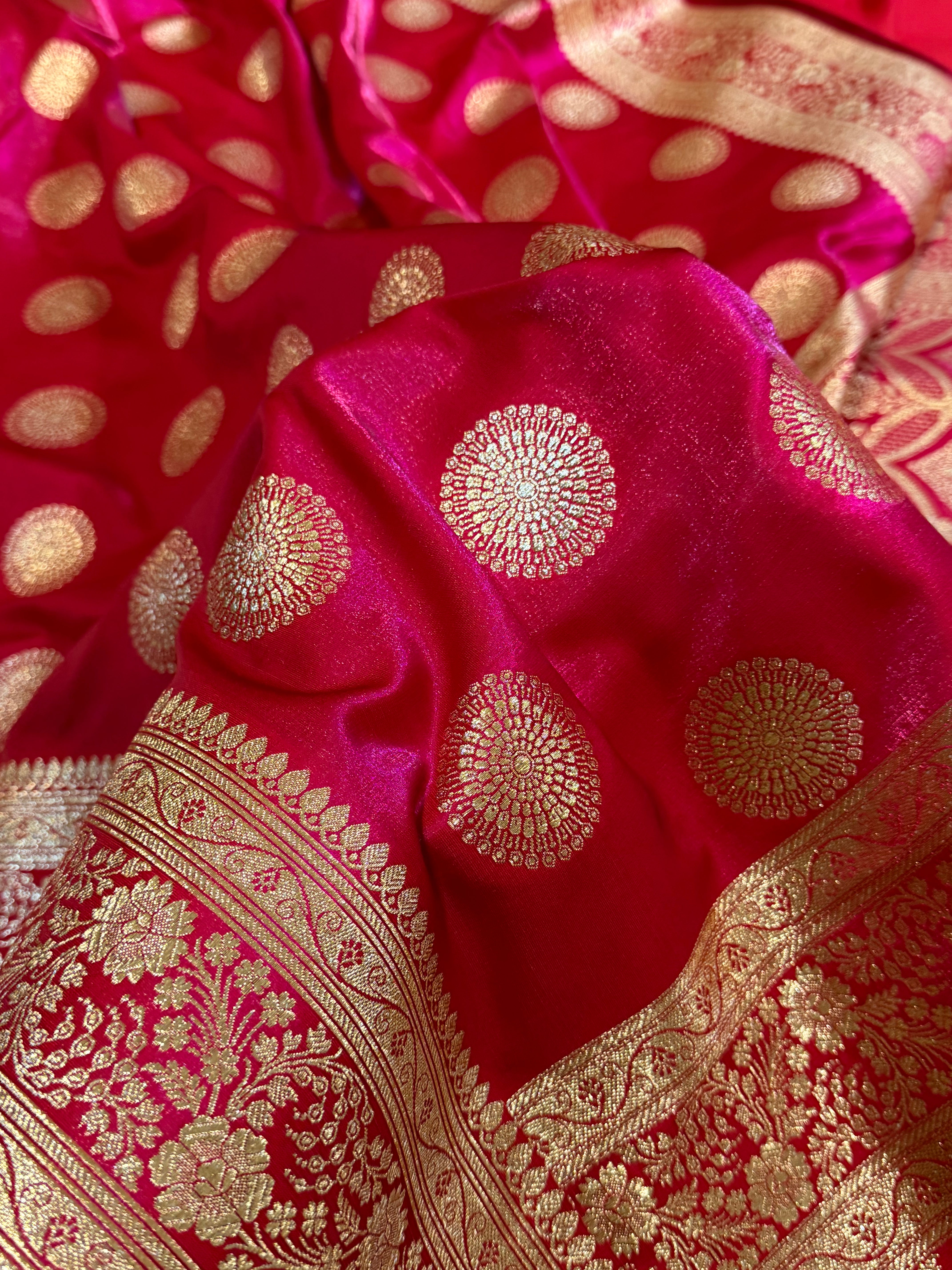 Rani Pink Shades Banarasi Satin Silk Saree SS33