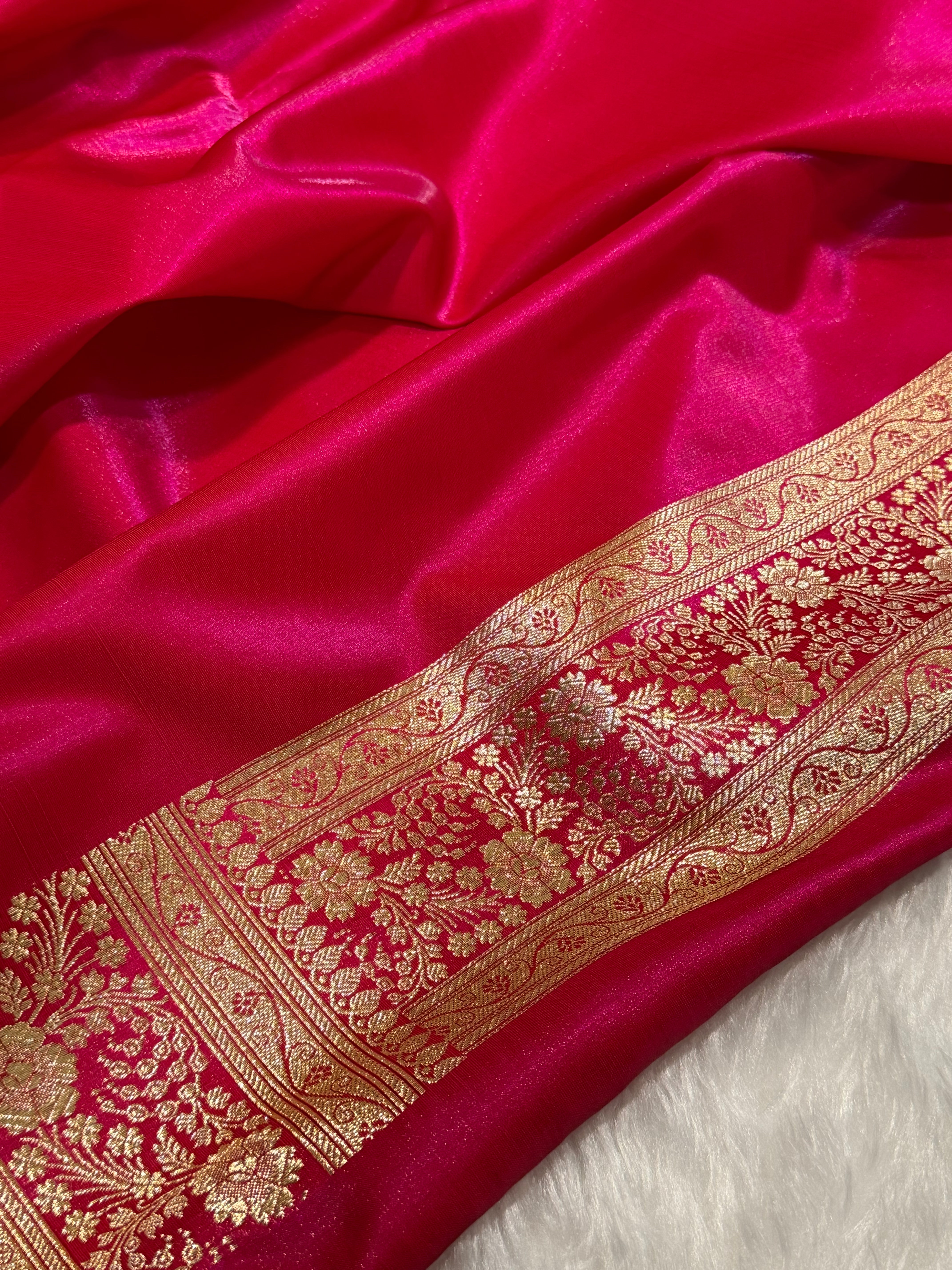 Rani Pink Shades Banarasi Satin Silk Saree SS33