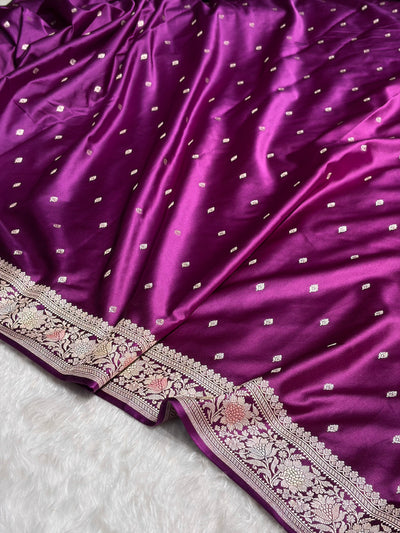 Wine Shades Border Booti Mashru Silk Saree MCS77