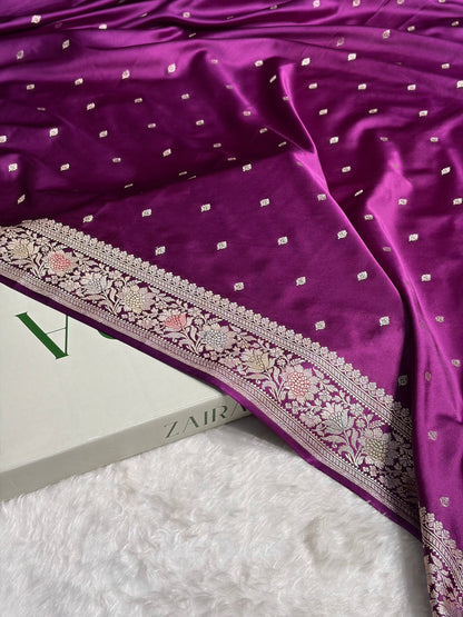 Wine Shades Border Booti Mashru Silk Saree MS77